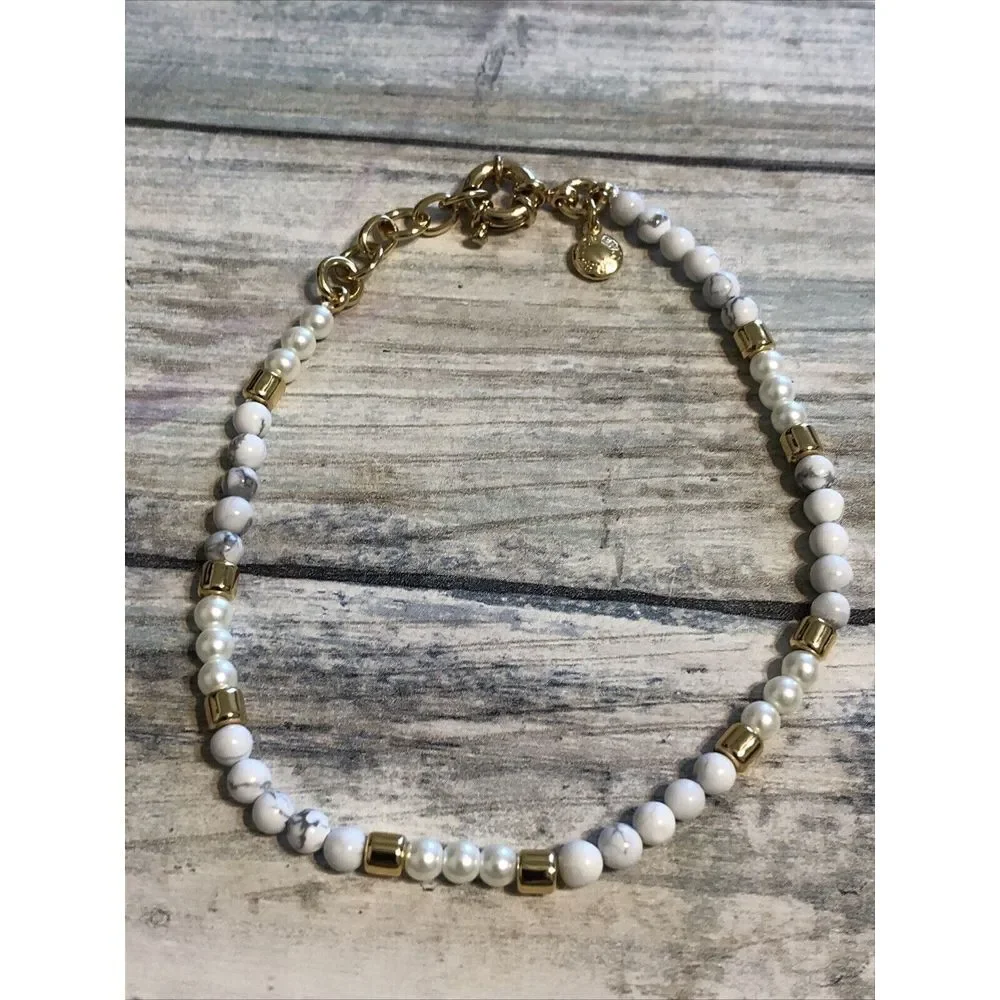 J.Crew jcrew Marbled‎ Beads Gold Tone  Anklet  10